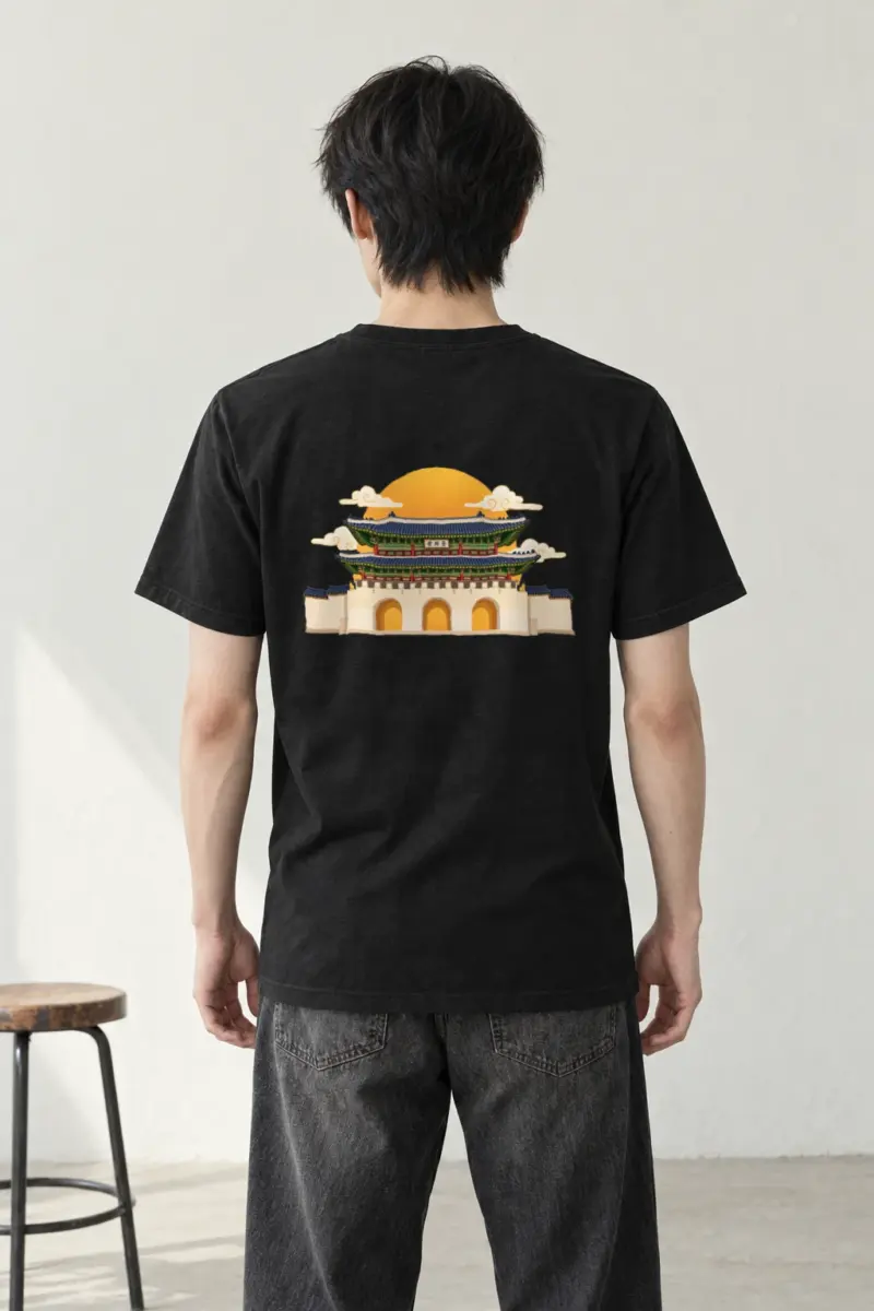 "Gwanghwamun Golden Gate" Heavyweight Unisex Crewneck T-shirt | Gildan 5000