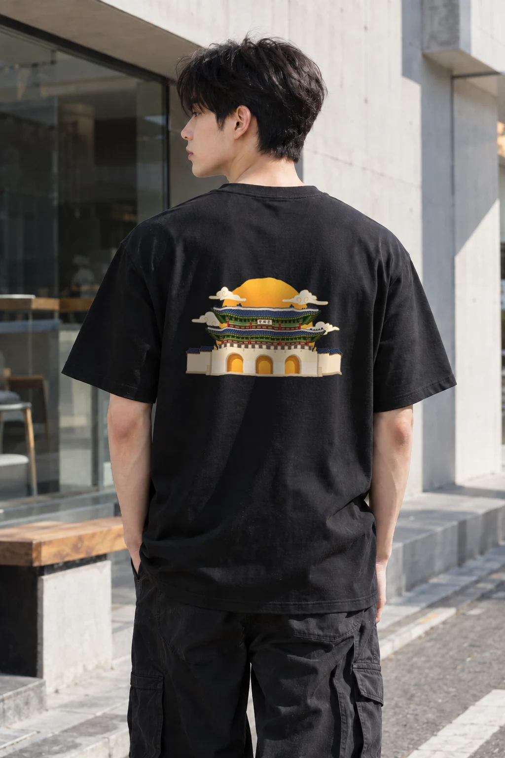 "Gwanghwamun Golden Gate" Heavyweight Unisex Crewneck T-shirt | Gildan 5000