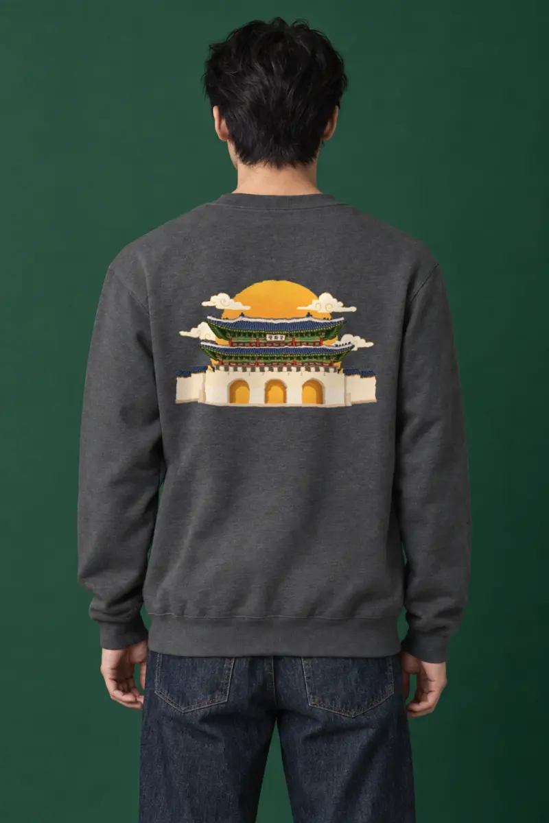 "Gwanghwamun Golden Sun" Heavy Blend Unisex Crewneck Sweatshirt