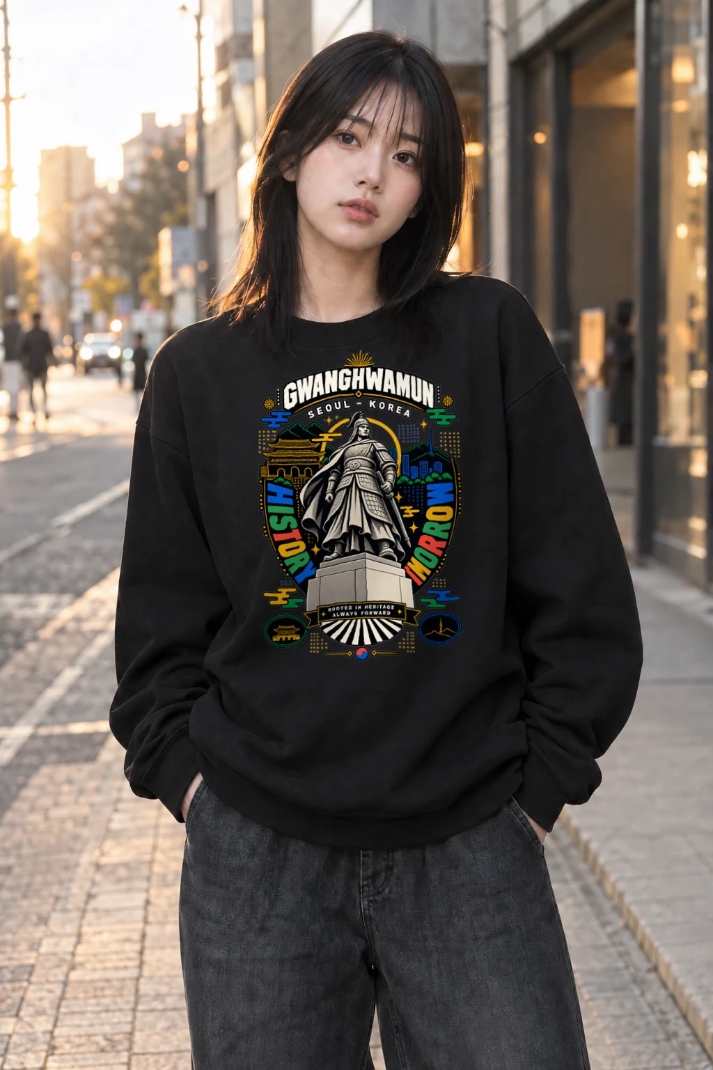 "Gwanghwamun Historic Warrior" Heavy Blend Unisex Crewneck Sweatshirt | Gildan 18000