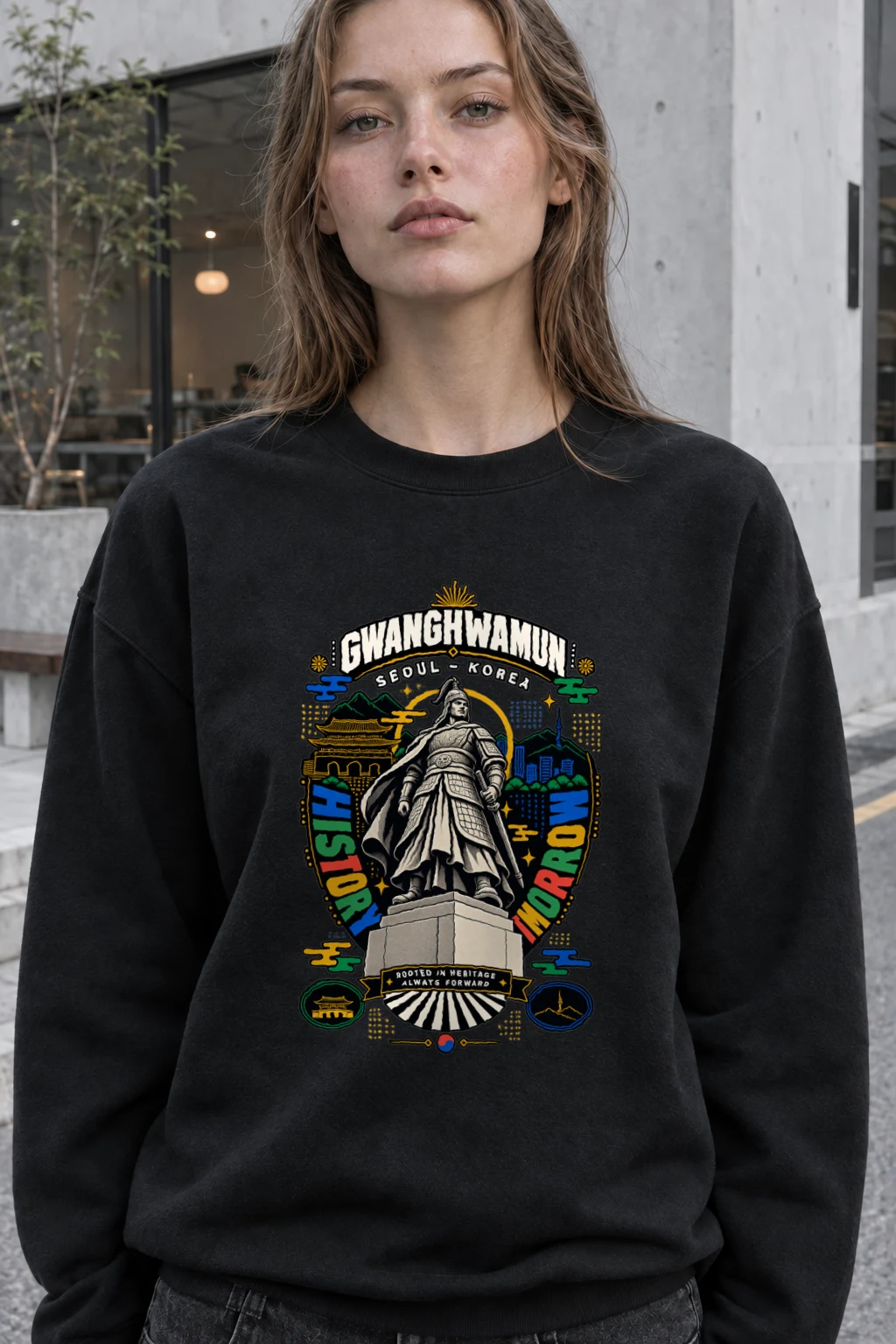 "Gwanghwamun Historic Warrior" Heavy Blend Unisex Crewneck Sweatshirt | Gildan 18000
