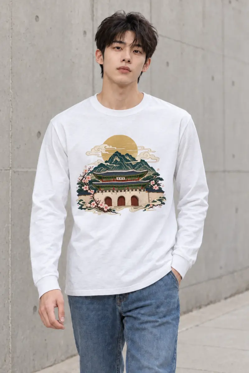 "Gwanghwamun In Bloom" Unisex Longsleeve T-shirt | Gildan 2400