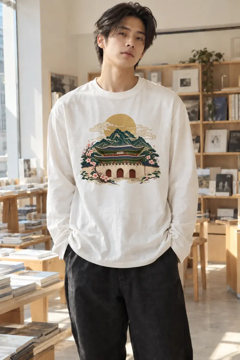 "Gwanghwamun In Bloom" Unisex Longsleeve T-shirt | Gildan 2400