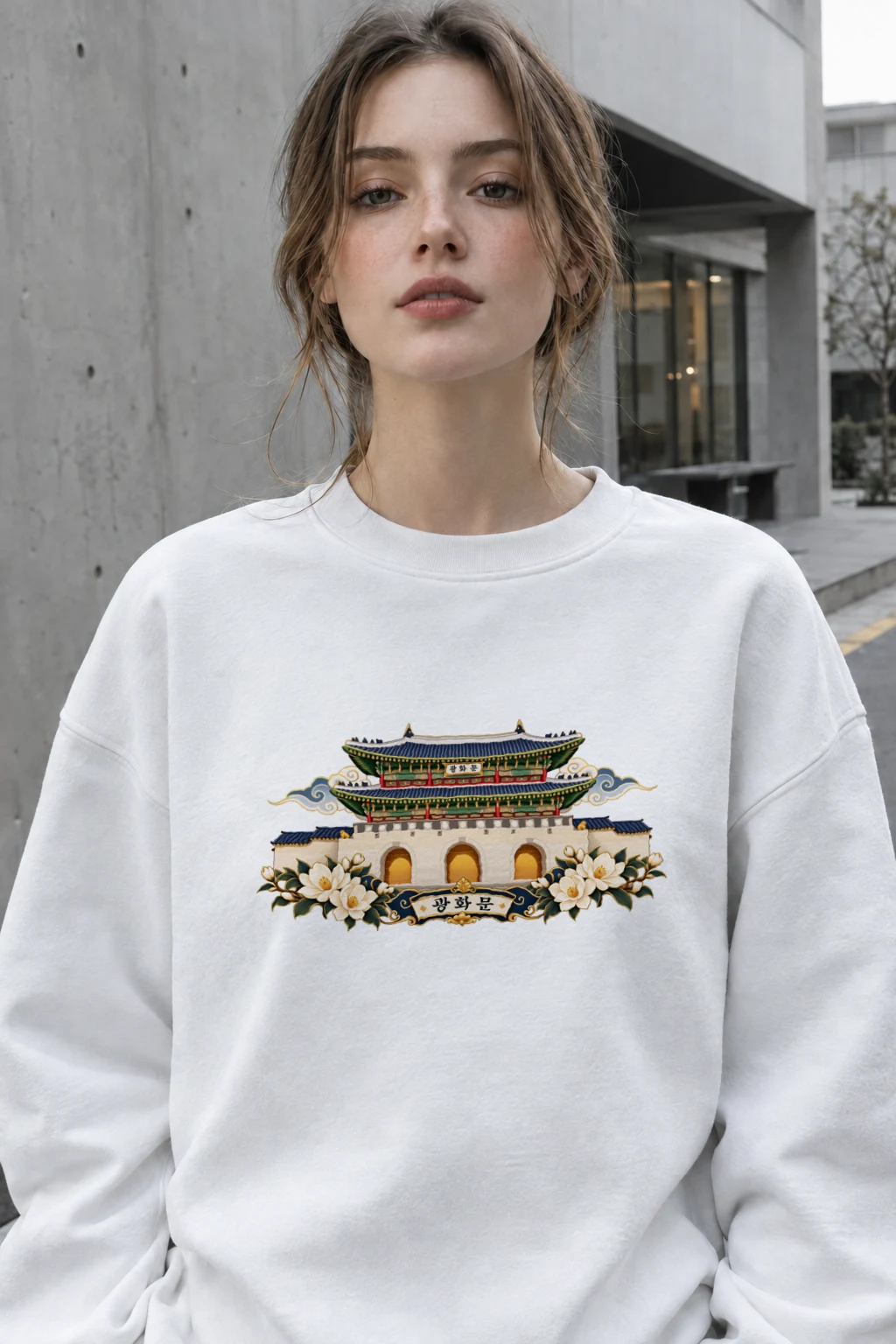 "Gwanghwamun Magnolia" Heavy Blend Unisex Crewneck Sweatshirt | Gildan 18000