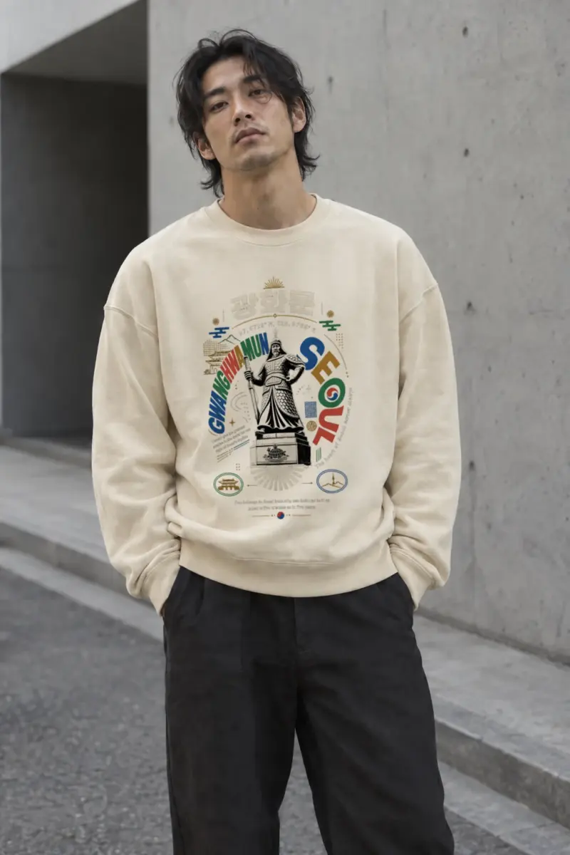 "Gwanghwamun Seoul" Unisex Sponge Fleece Crewneck Sweatshirt | Bella + Canvas 3901