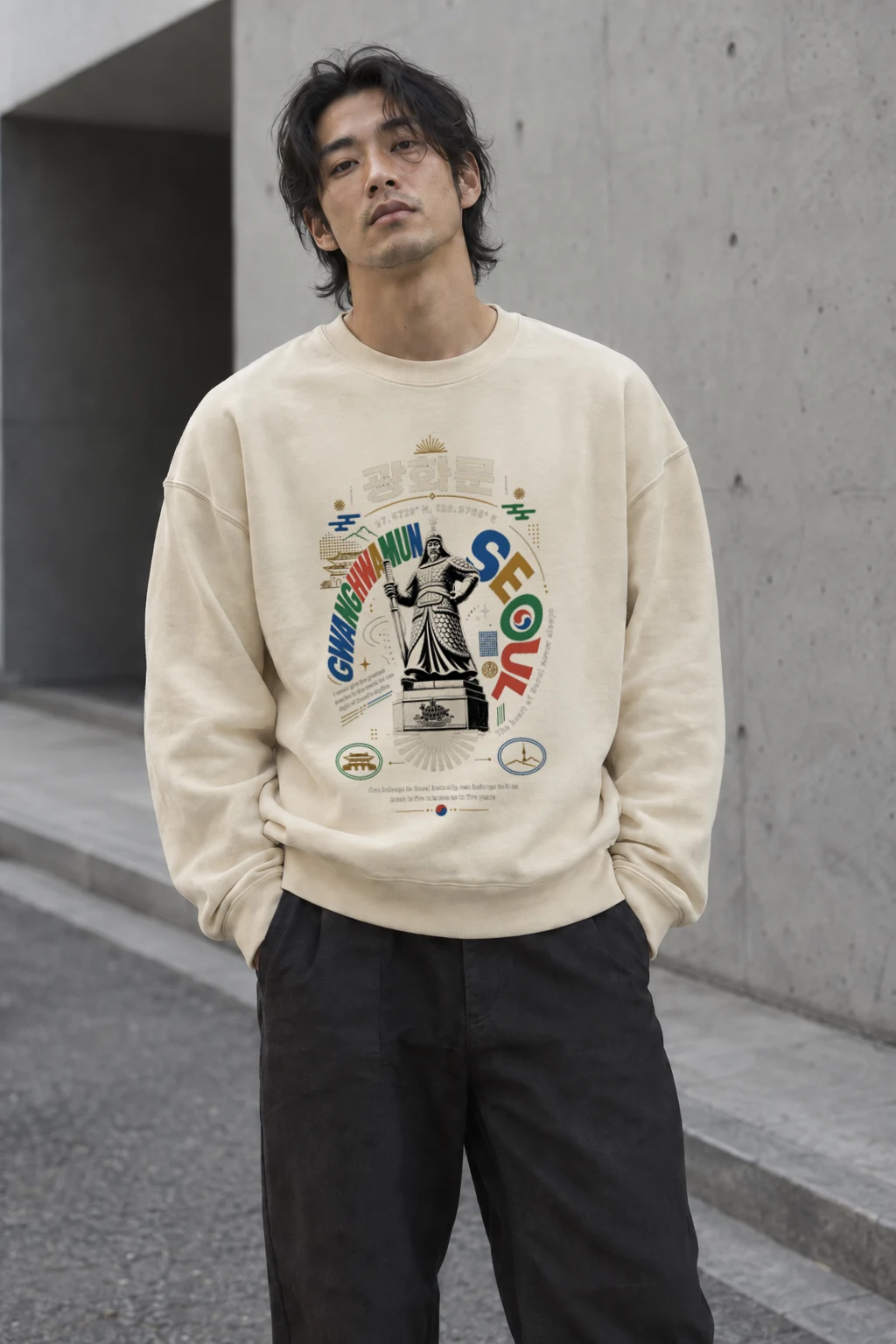 "Gwanghwamun Seoul" Unisex Sponge Fleece Crewneck Sweatshirt | Bella + Canvas 3901