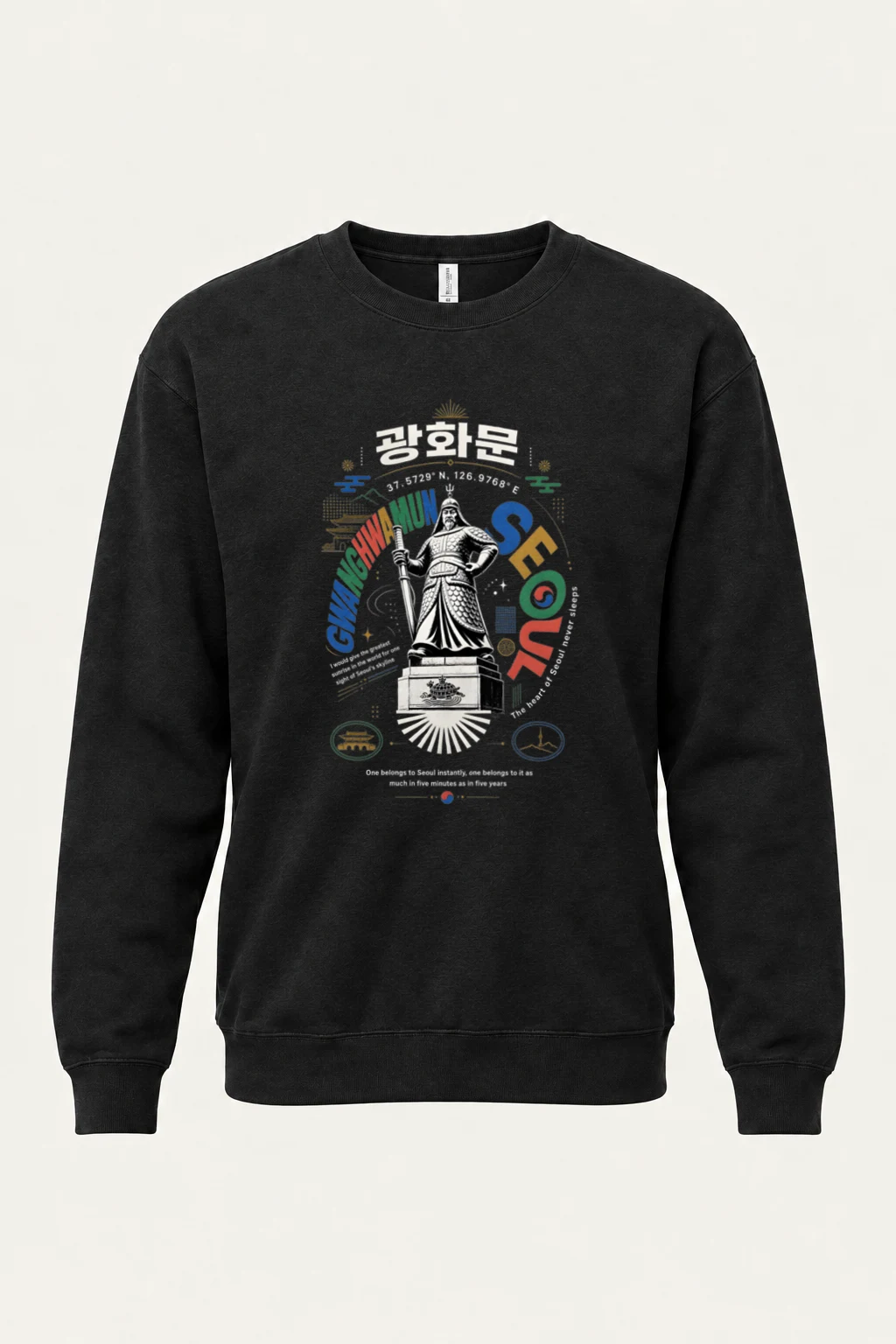 "Gwanghwamun Seoul" Unisex Sponge Fleece Crewneck Sweatshirt | Bella + Canvas 3901
