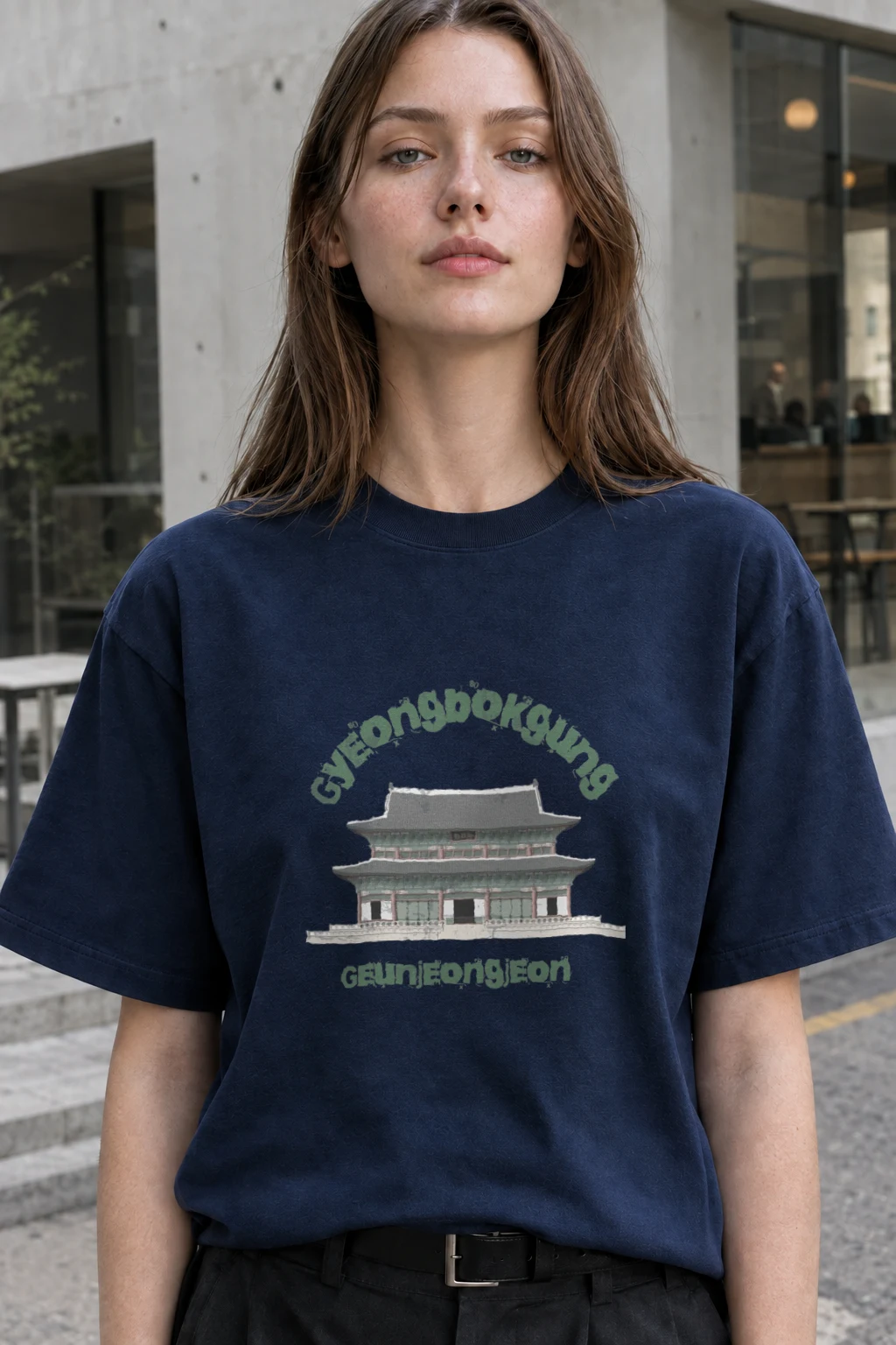 "Gyeongbokgung Hall" Heavyweight Unisex Crewneck T-shirt | Gildan 5000