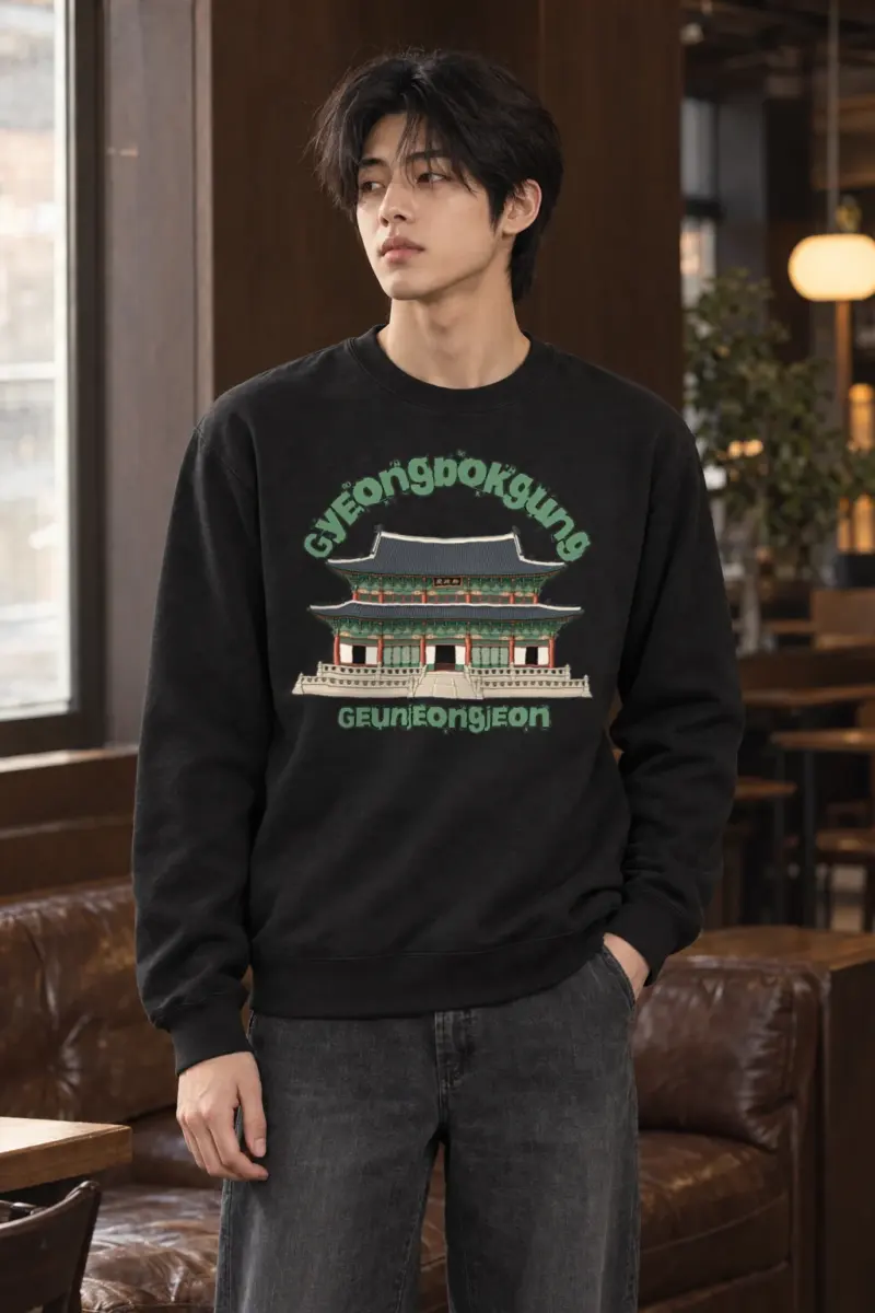 "Gyeongbokgung Line Art" Heavy Blend Unisex Crewneck Sweatshirt | Gildan 18000