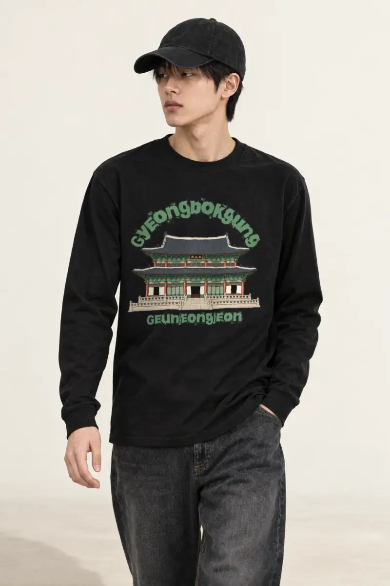 "Gyeongbokgung Linework" Unisex Longsleeve T-shirt | Gildan 2400