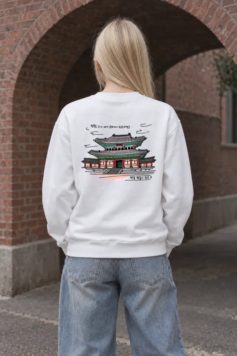 "Gyeongbokgung Palace Sketch" Heavy Blend Unisex Crewneck Sweatshirt