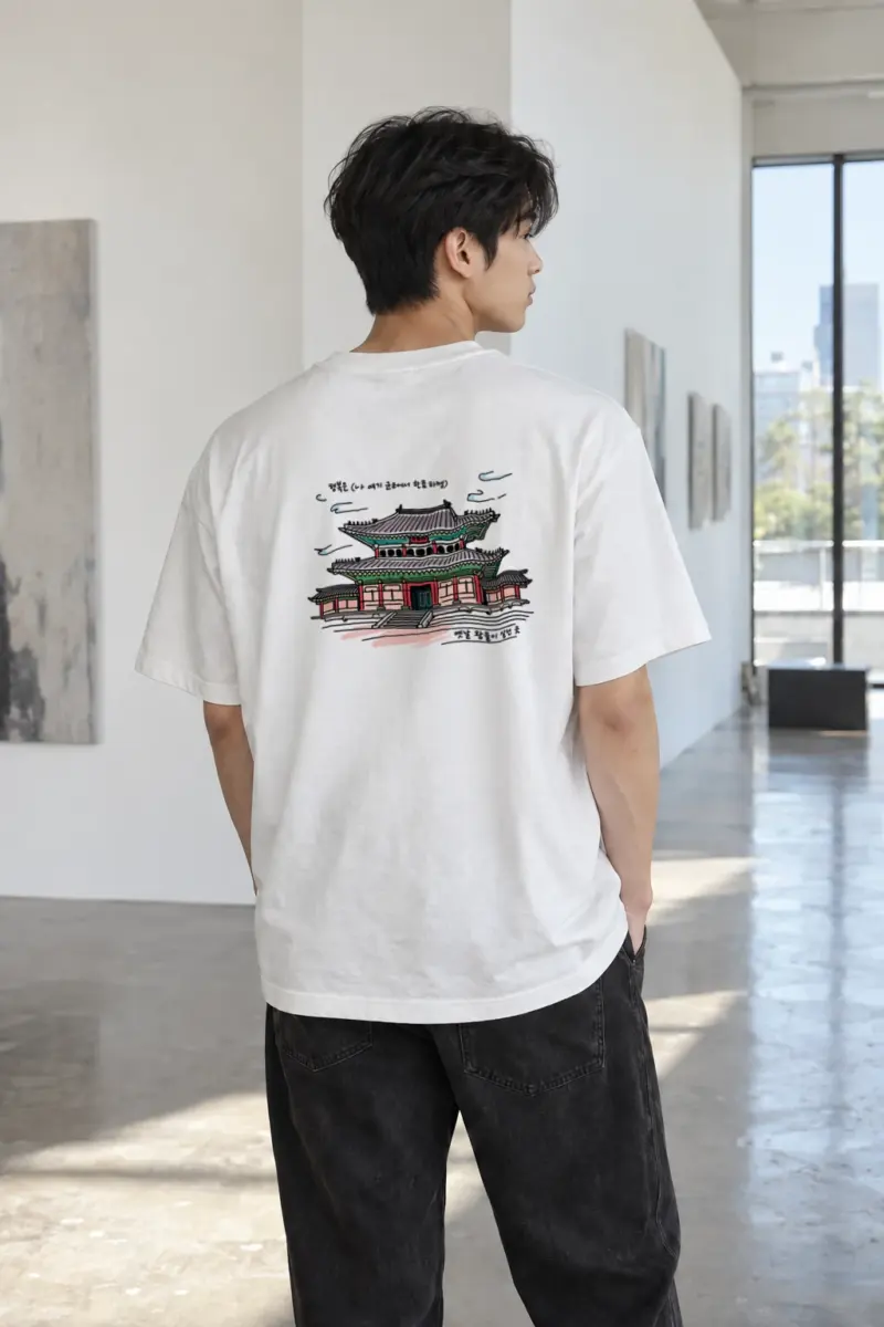 "Gyeongbokgung Palace Sketch" Heavyweight Unisex Crewneck T-shirt | Gildan 5000