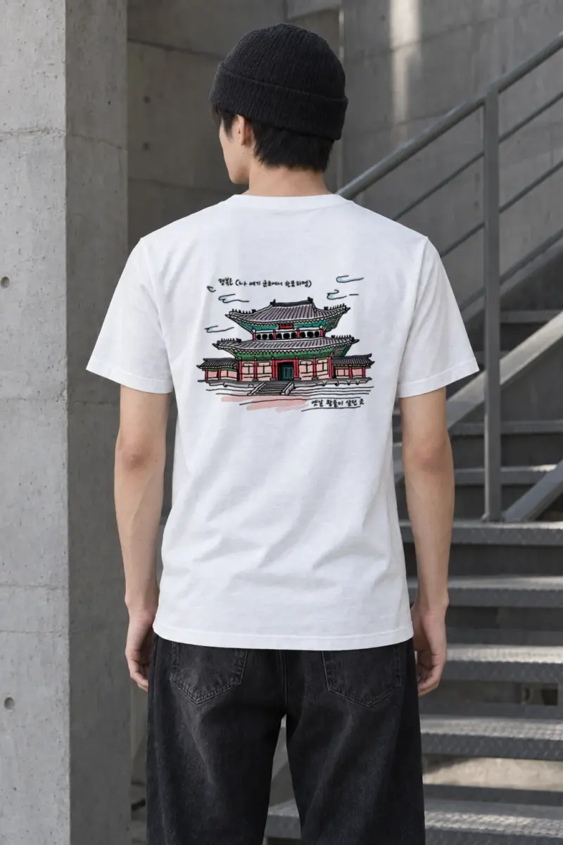 "Gyeongbokgung Palace Sketch" Heavyweight Unisex Crewneck T-shirt