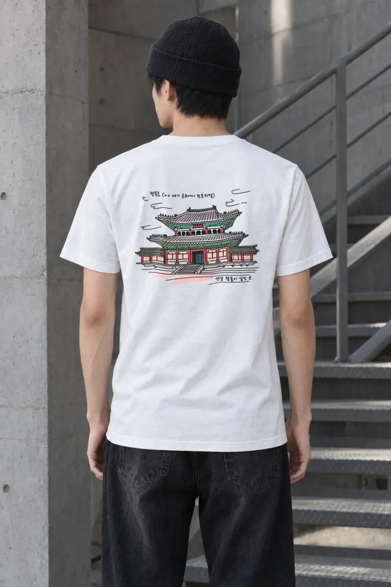 "Gyeongbokgung Palace Sketch" Heavyweight Unisex Crewneck T-shirt