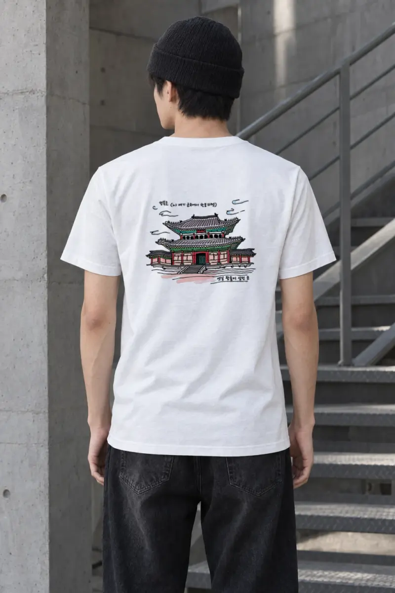 "Gyeongbokgung Palace Sketch" Heavyweight Unisex Crewneck T-shirt