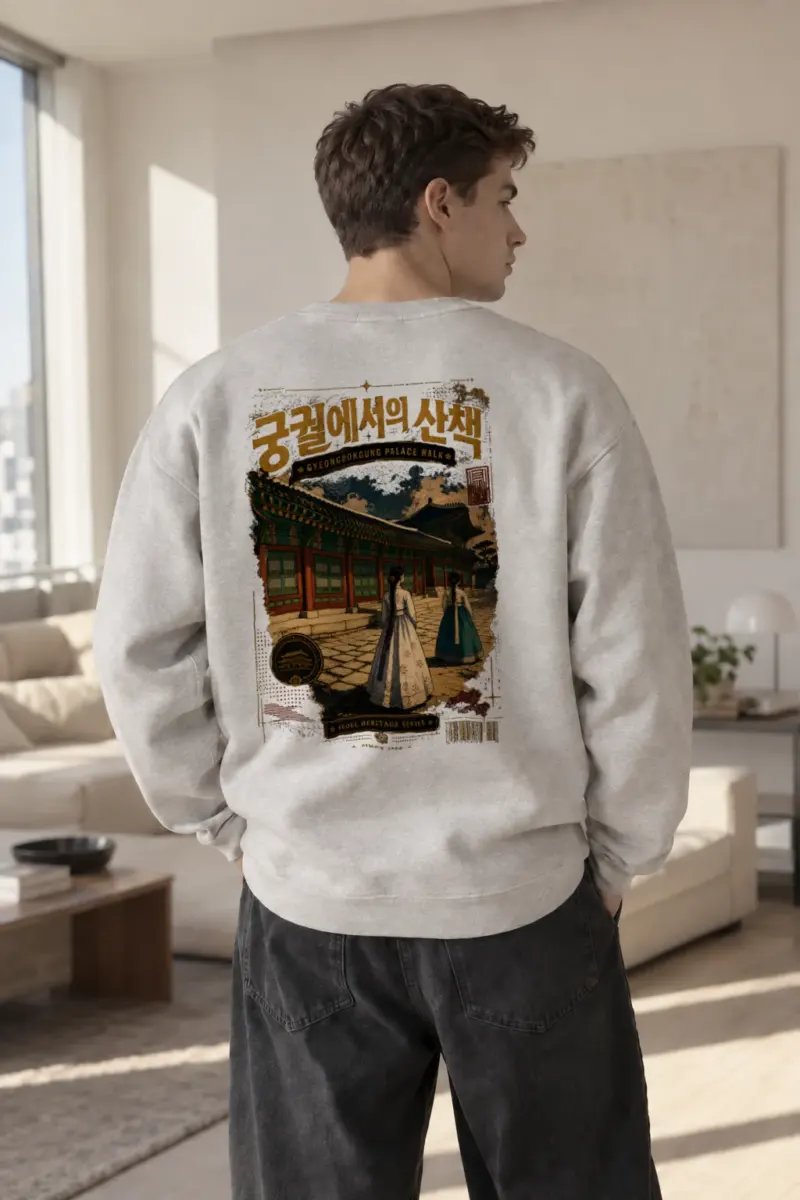 "Gyeongbokgung Palace Walk" Heavy Blend Unisex Crewneck Sweatshirt | Gildan 18000