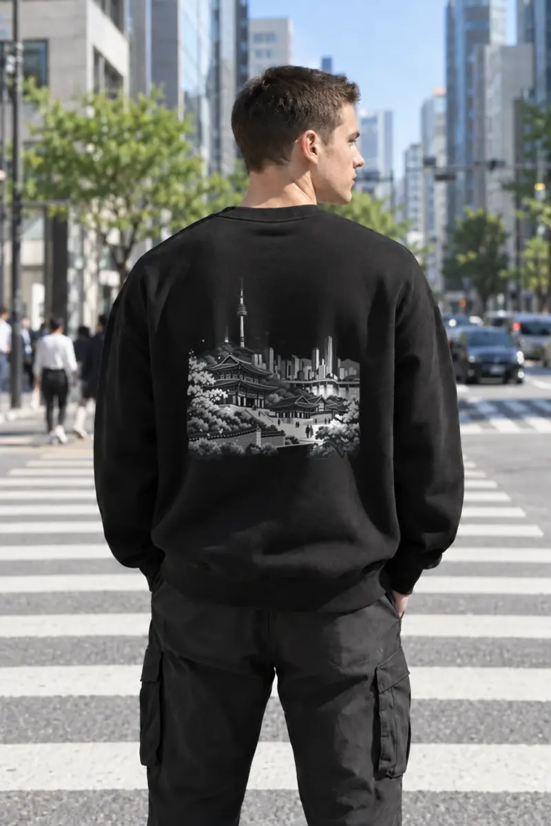 "Gyeongbokgung Skyline" Heavy Blend Unisex Crewneck Sweatshirt | Gildan 18000