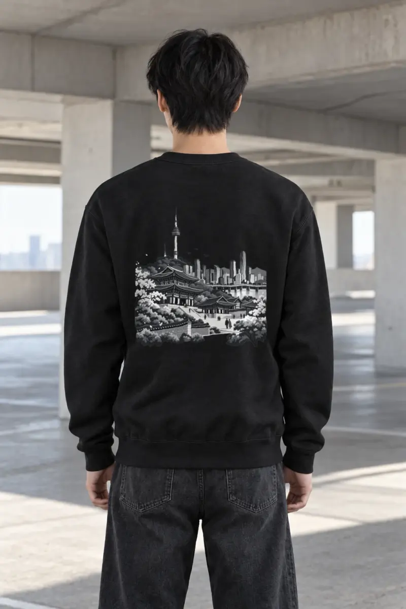 "Gyeongbokgung Skyline" Heavy Blend Unisex Crewneck Sweatshirt | Gildan 18000