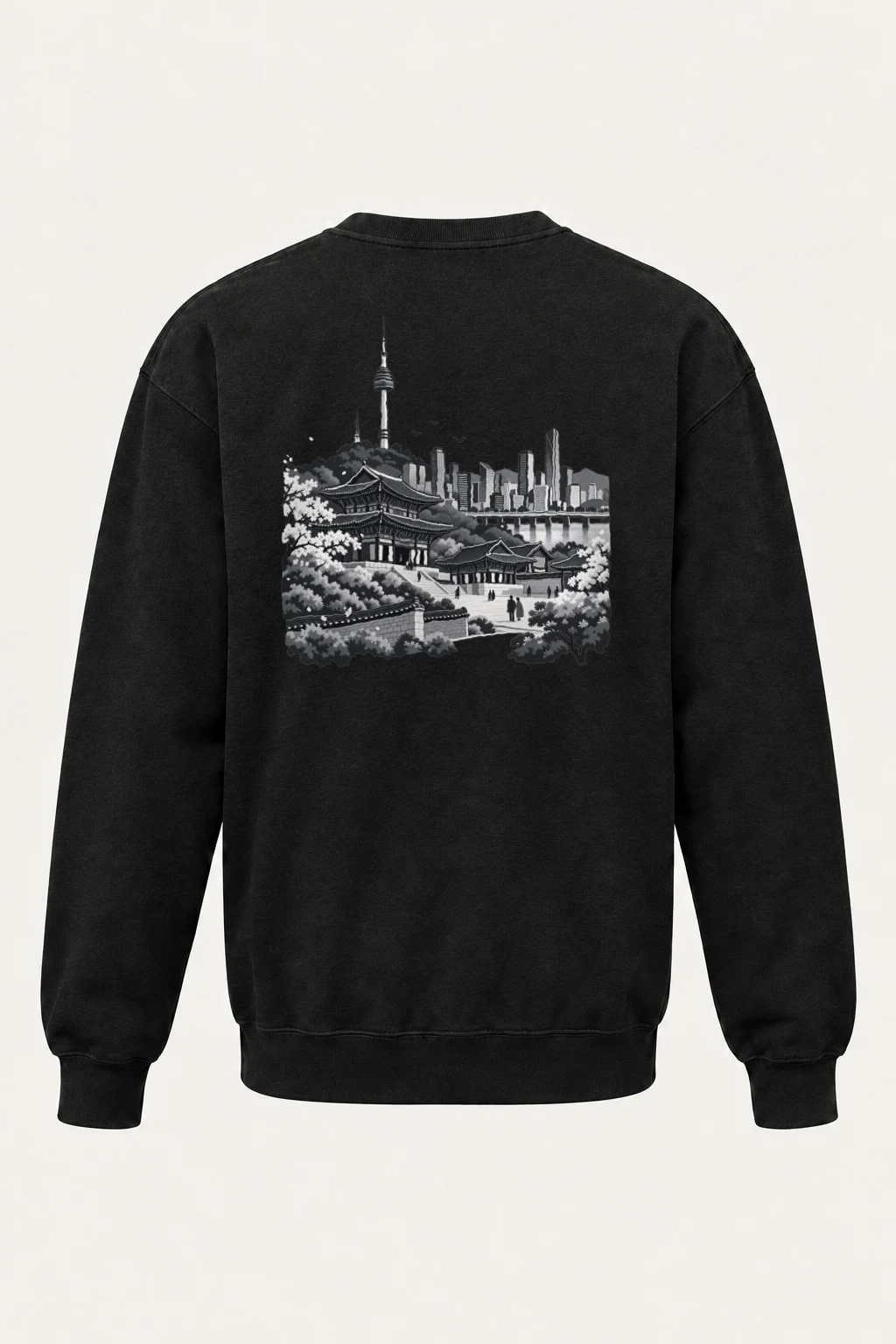 "Gyeongbokgung Skyline" Heavy Blend Unisex Crewneck Sweatshirt | Gildan 18000