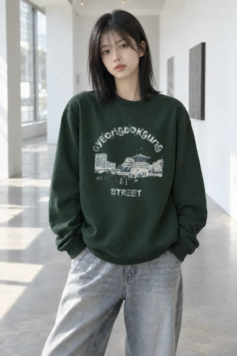 "Gyeongbokgung Street" Heavy Blend Unisex Crewneck Sweatshirt | Gildan 18000
