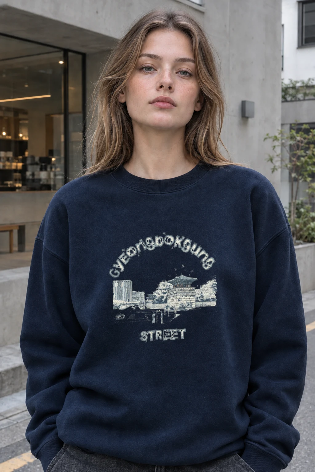 "Gyeongbokgung Street" Heavy Blend Unisex Crewneck Sweatshirt | Gildan 18000