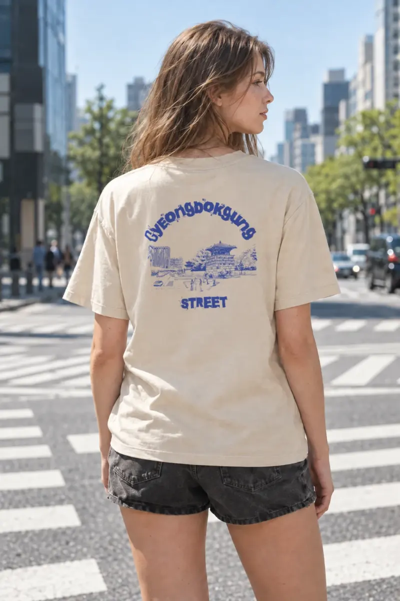 “Gyeongbokgung Street” Heavyweight Unisex Crewneck T-shirt | Gildan 5000
