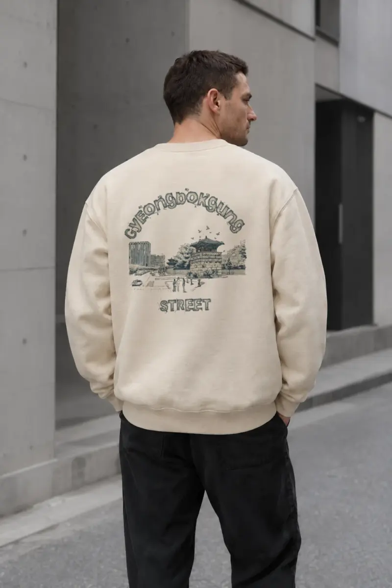 “Gyeongbokgung Street” Unisex Sponge Fleece Crewneck Sweatshirt | Bella + Canvas 3901
