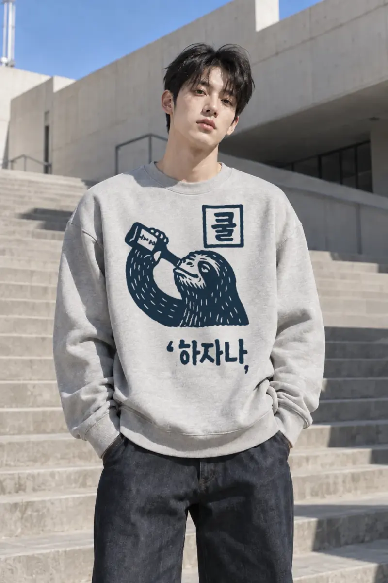 “H2O 물 Sloth” Heavy Blend Unisex Crewneck Sweatshirt | Gildan 18000