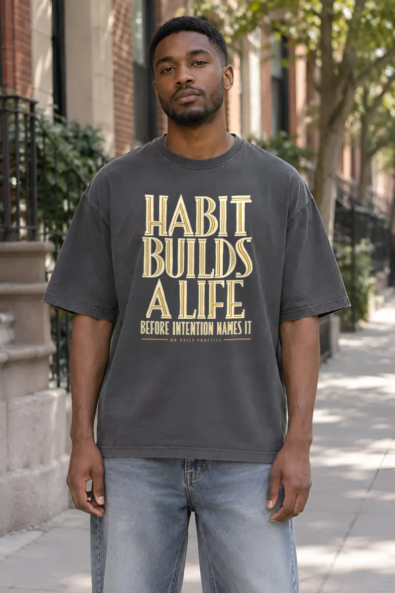 "Habit Builds a Life" Unisex Oversized Heavyweight Crewneck T-Shirt