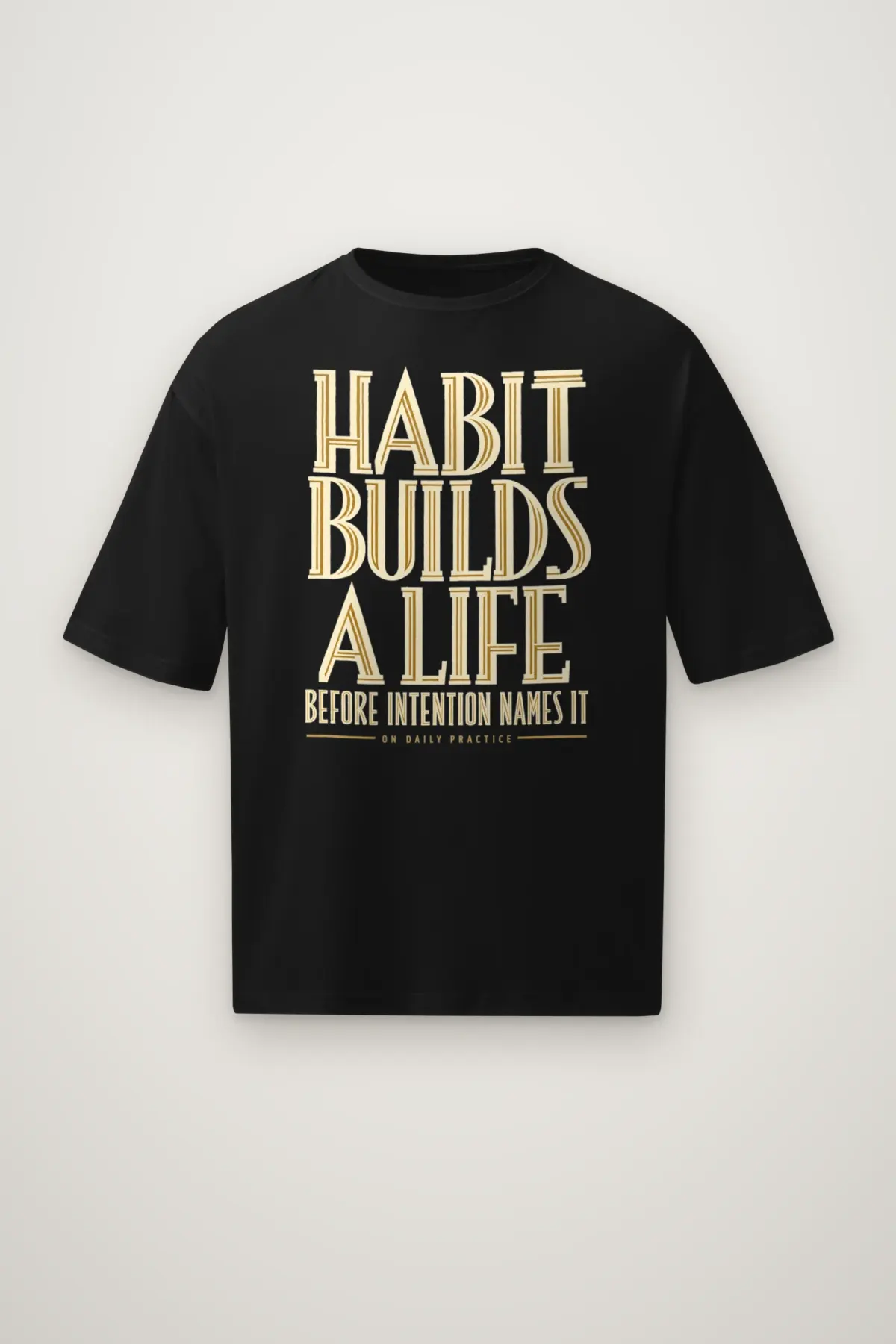 "Habit Builds a Life" Men's Oversized Heavyweight Crewneck T-Shirt
