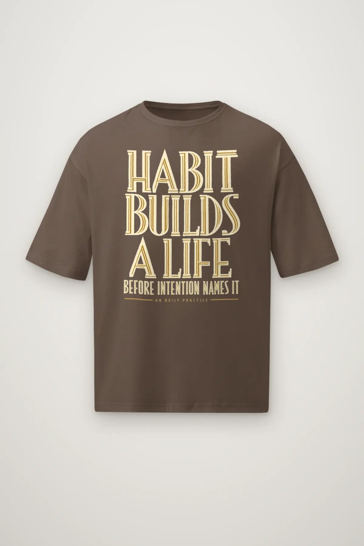 "Habit Builds a Life" Men's Oversized Heavyweight Crewneck T-Shirt