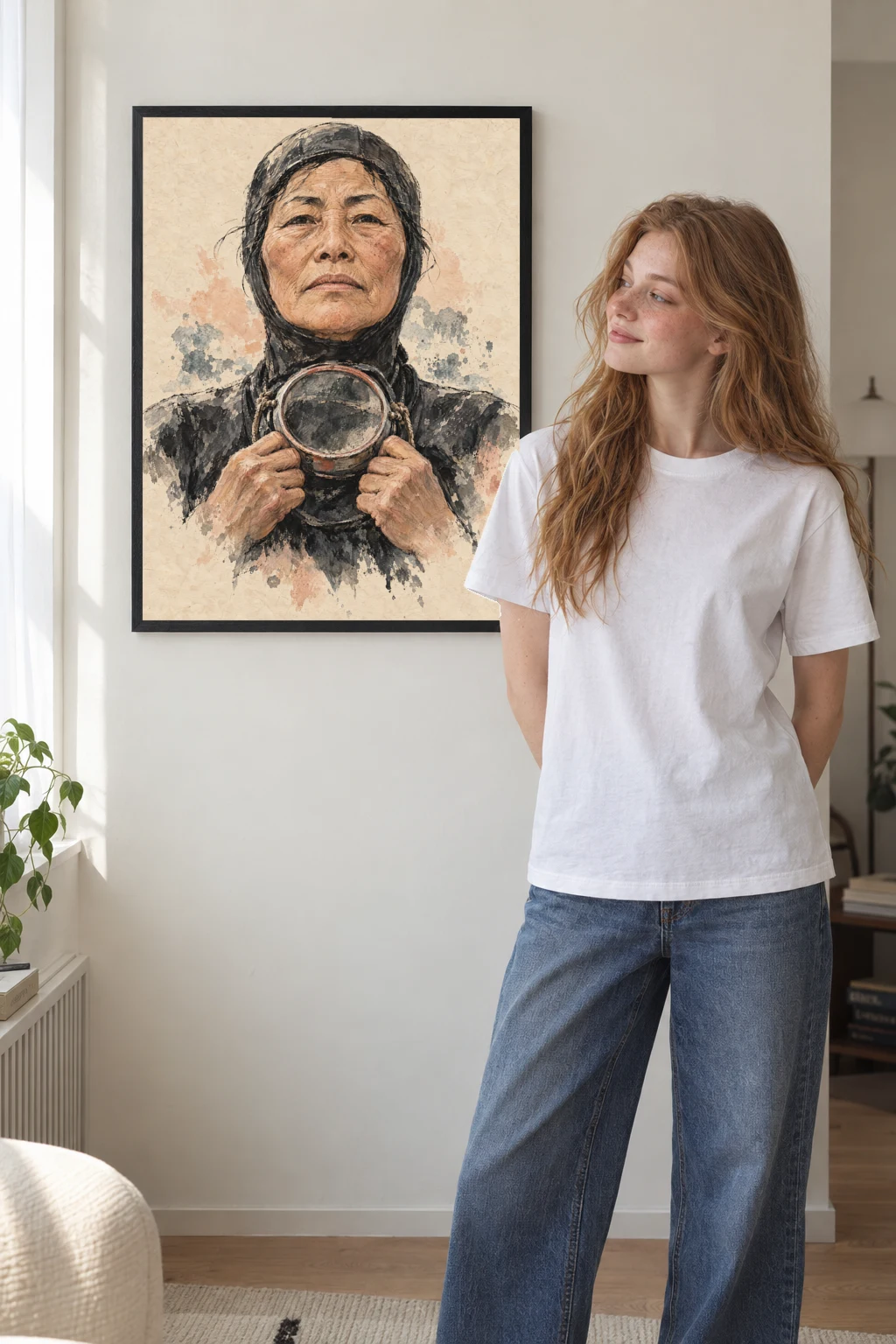 "Haenyeo" Premium Wooden Framed Poster