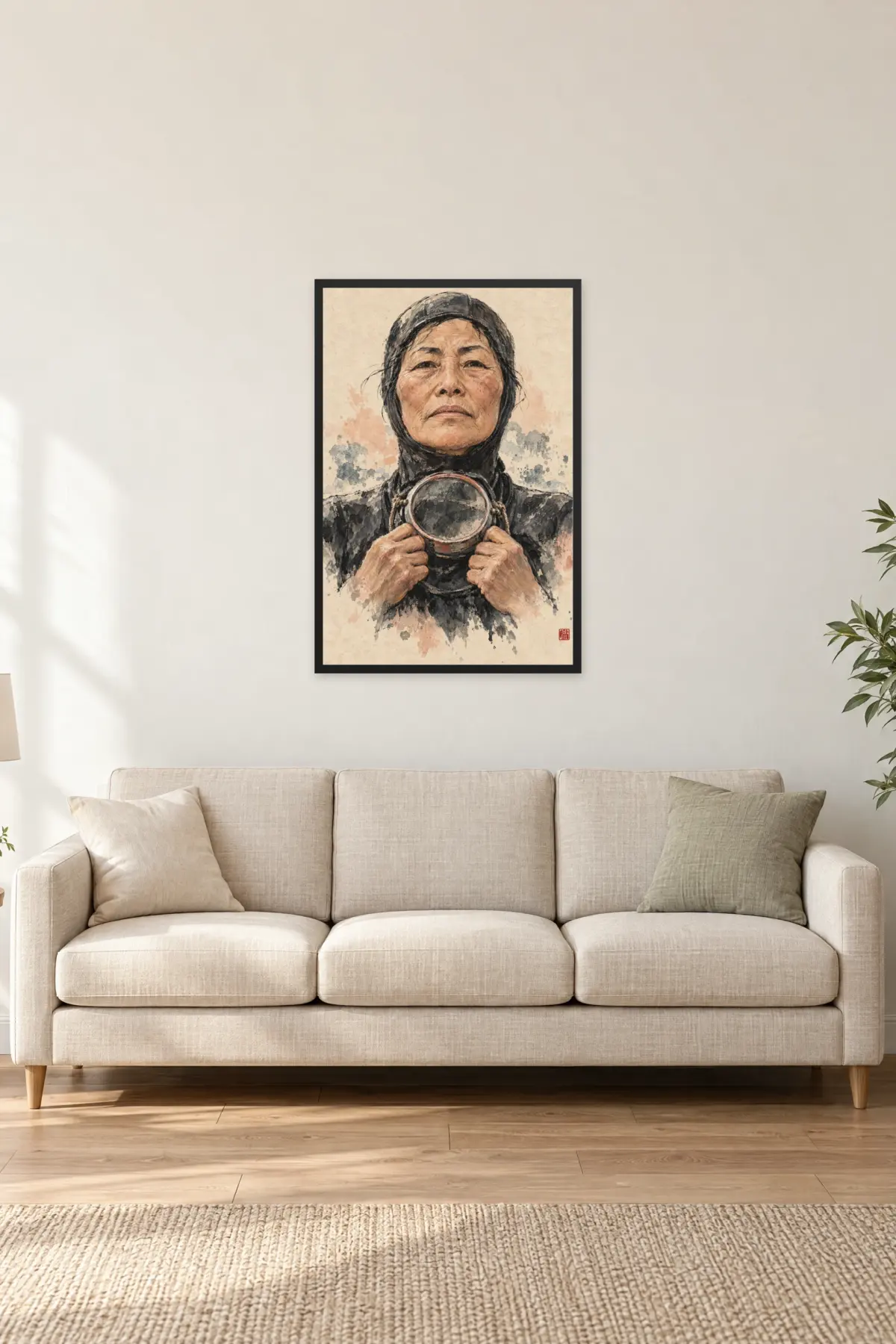 "Haenyeo" Premium Wooden Framed Poster — Black frame, 24 × 36 in
