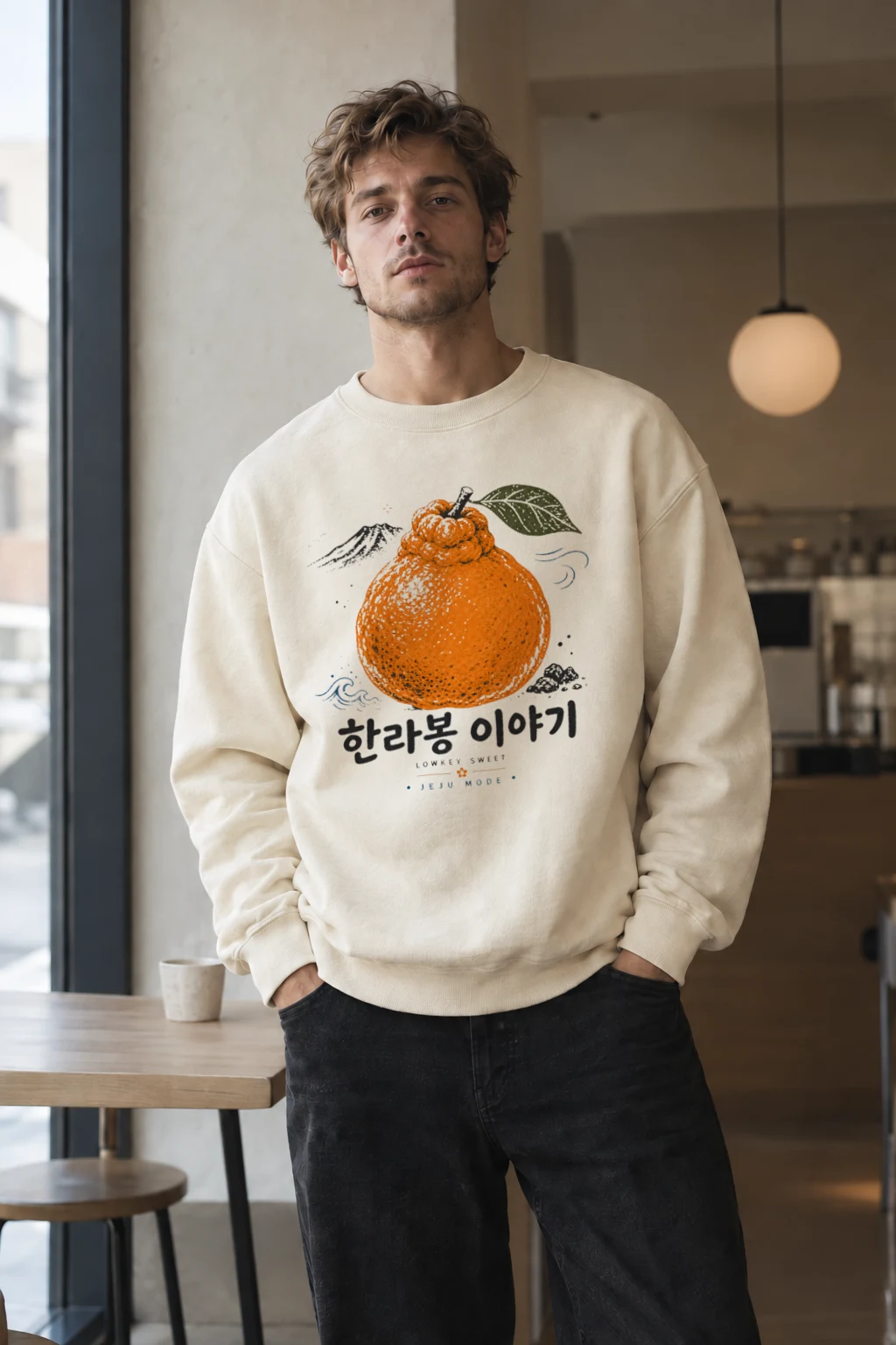 "Hallabong Jeju Mode" Unisex Sponge Fleece Crewneck Sweatshirt | Bella + Canvas 3901