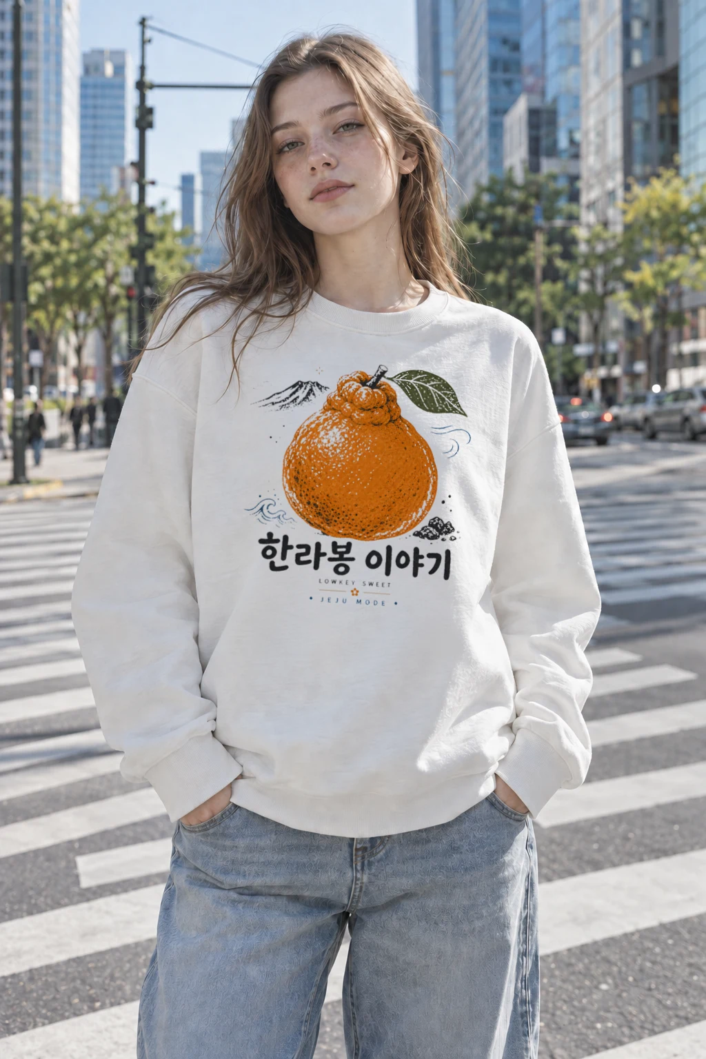 "Hallabong Story" Heavy Blend Unisex Crewneck Sweatshirt | Gildan 18000