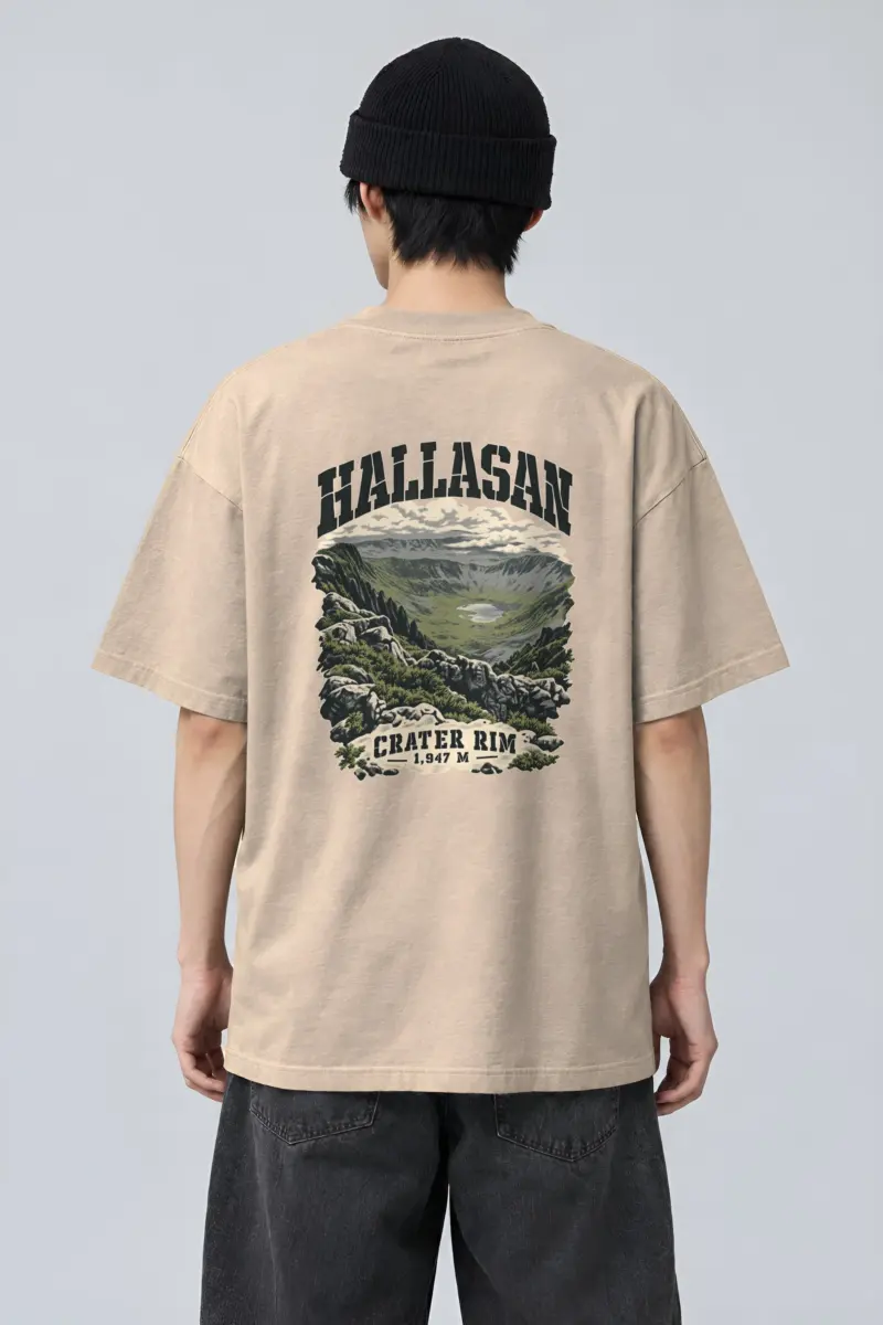 "HALLASAN CRATER RIM 1,947 M" Men's Oversized Heavyweight Crewneck T-Shirt