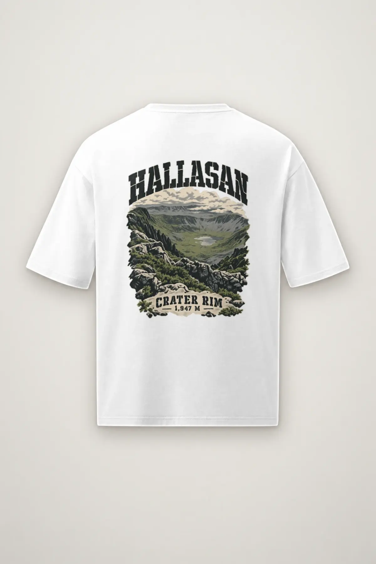 "HALLASAN CRATER RIM 1,947 M" Men's Oversized Heavyweight Crewneck T-Shirt