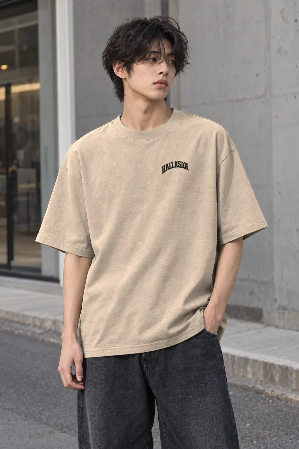 "HALLASAN CRATER RIM 1,947 M" Men's Oversized Heavyweight Crewneck T-Shirt