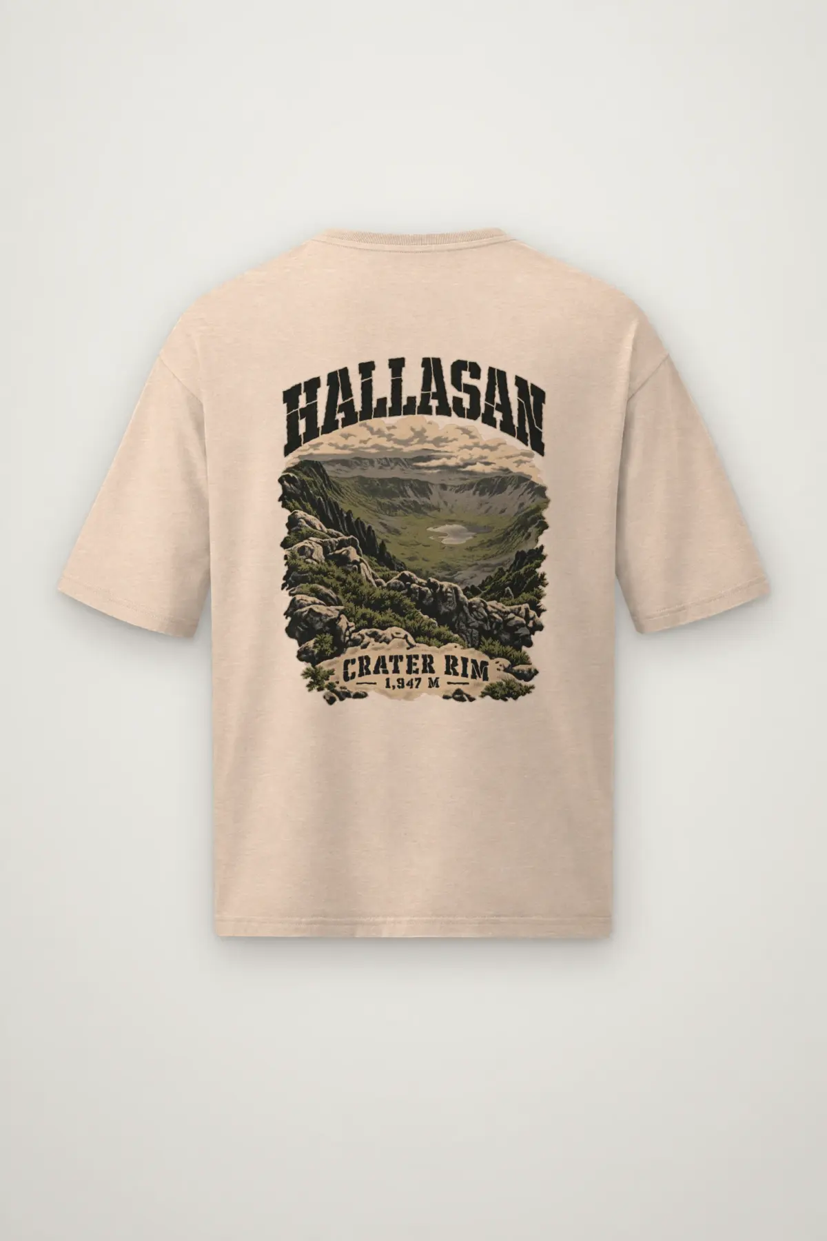 "HALLASAN CRATER RIM 1,947 M" Men's Oversized Heavyweight Crewneck T-Shirt
