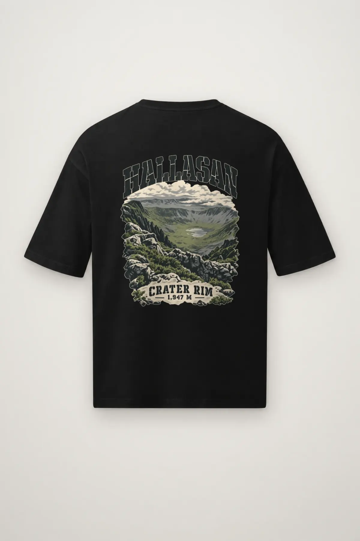 "HALLASAN CRATER RIM 1,947 M" Men's Oversized Heavyweight Crewneck T-Shirt
