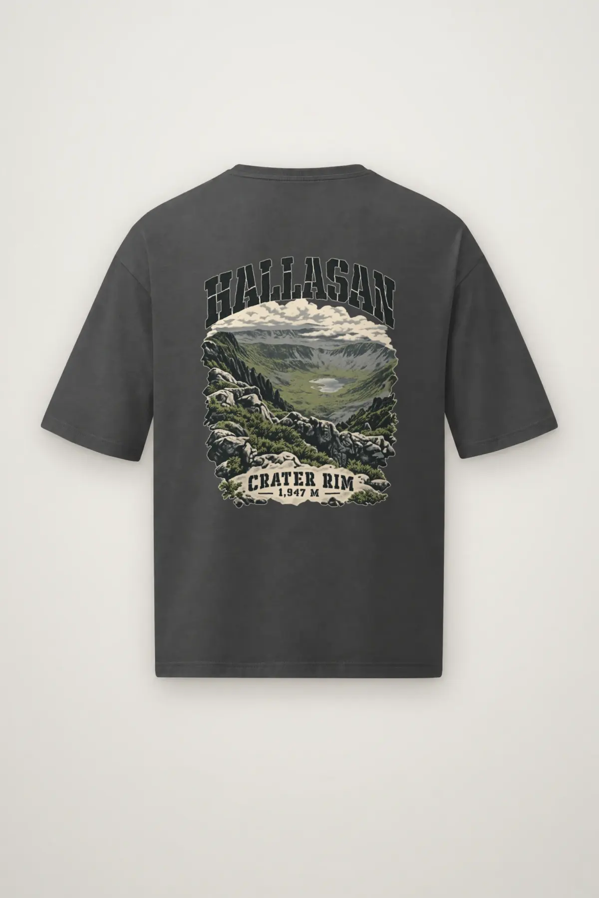 "HALLASAN CRATER RIM 1,947 M" Men's Oversized Heavyweight Crewneck T-Shirt