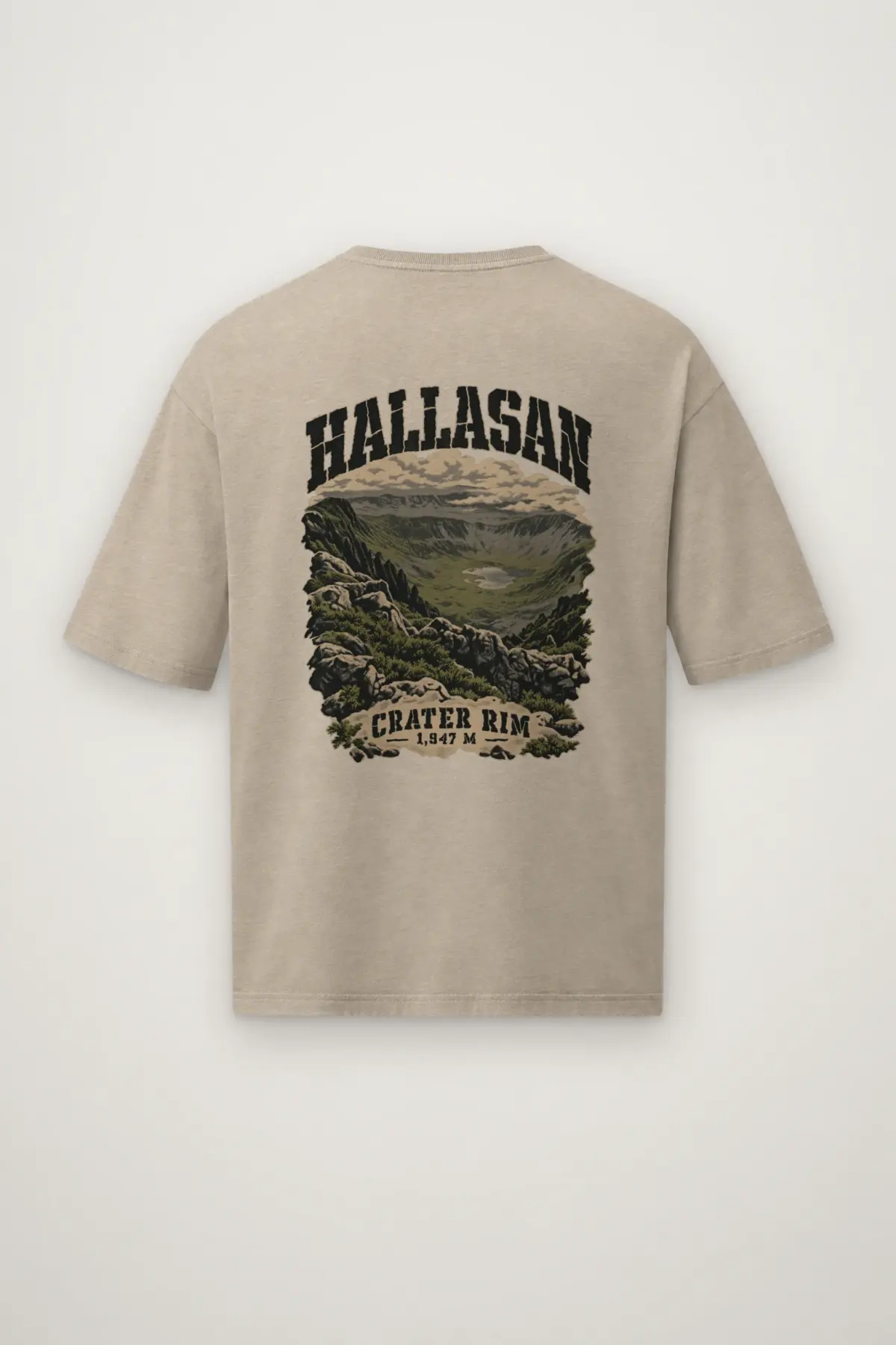 "HALLASAN CRATER RIM 1,947 M" Men's Oversized Heavyweight Crewneck T-Shirt