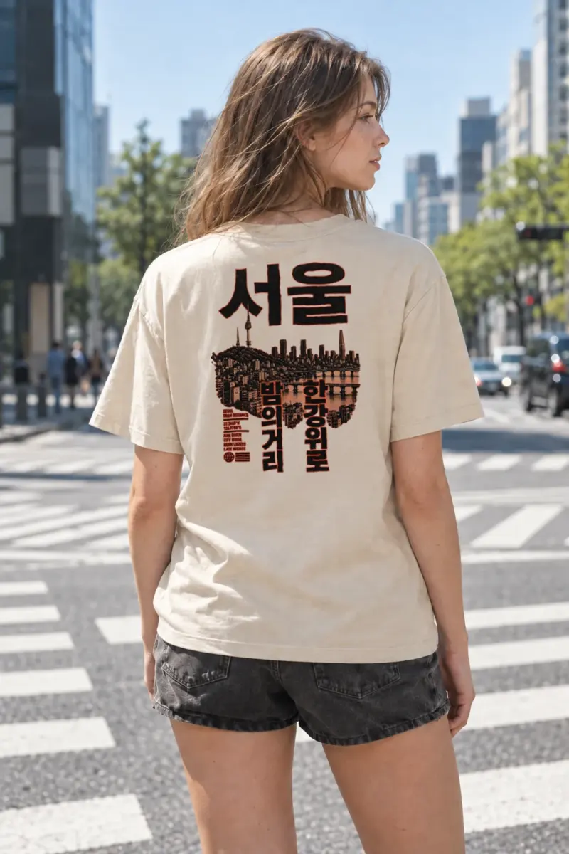 "Han River Late Nights" Heavyweight Unisex Crewneck T-shirt | Gildan 5000
