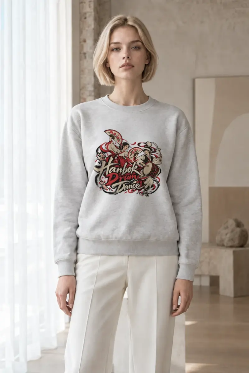 "Hanbok Drum Dance" Heavy Blend Unisex Crewneck Sweatshirt | Gildan 18000