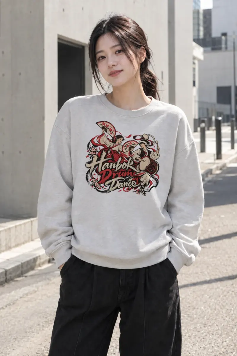 "Hanbok Drum Dance" Heavy Blend Unisex Crewneck Sweatshirt | Gildan 18000