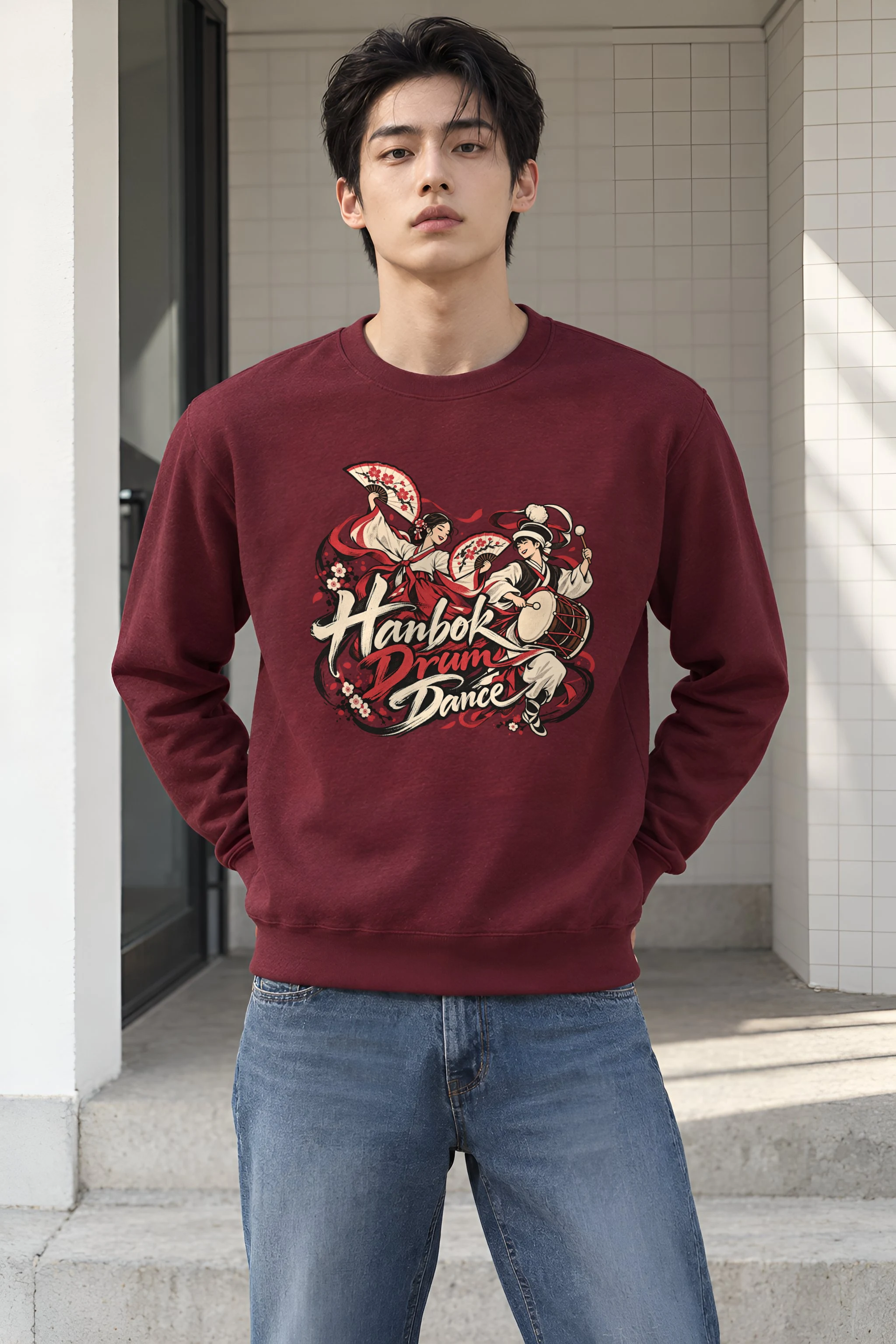 "Hanbok Drum Dance" Heavy Blend Unisex Crewneck Sweatshirt