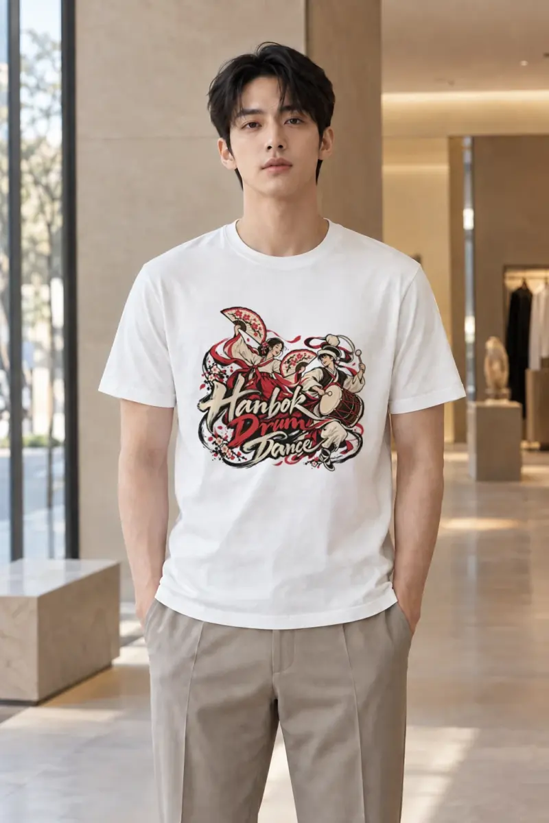"Hanbok Drum Dance" Heavyweight Unisex Crewneck T-shirt | Gildan 5000
