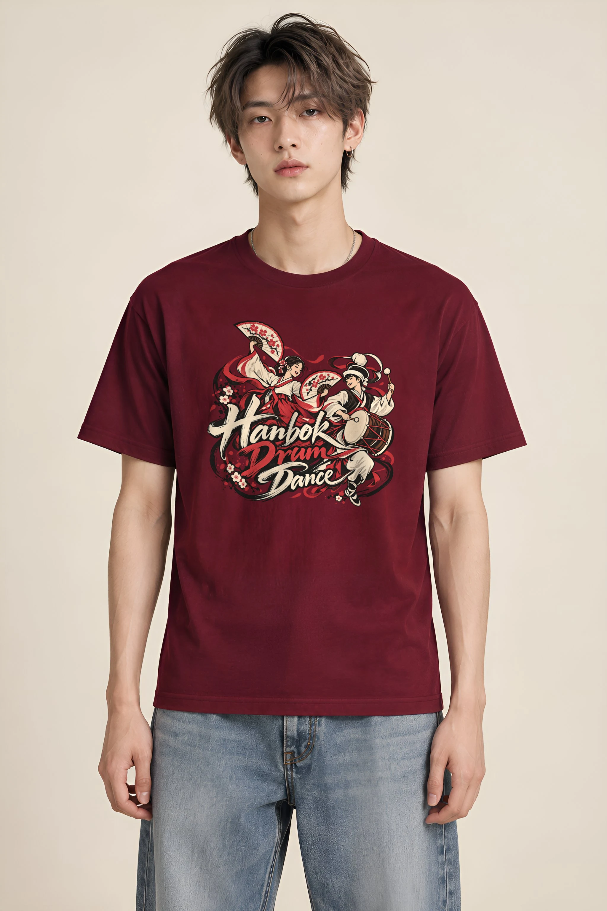 "Hanbok Drum Dance" Heavyweight Unisex Crewneck T-shirt