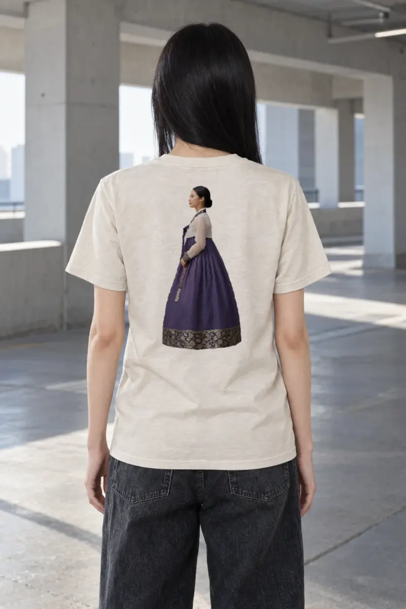 "Hanbok Floral Frame" Heavyweight Unisex Crewneck T-shirt | Gildan 5000