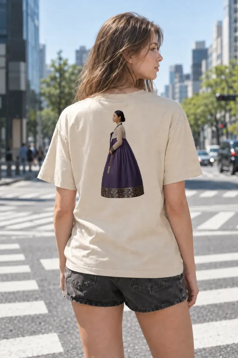 "Hanbok Floral Frame" Heavyweight Unisex Crewneck T-shirt | Gildan 5000